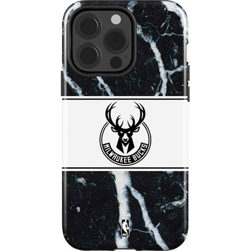 NBA Milwaukee Bucks Marble iPhone 15 Pro Impact Case
